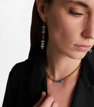 Ileana Makri 9kt white gold and sterling silver beaded necklace with garnets and diamonds | Thumbnail 4