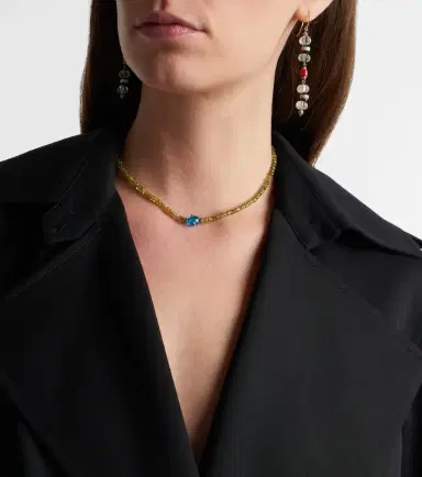 Ileana Makri 9kt white gold and sterling silver beaded necklace with garnets and diamonds | Thumbnail 5