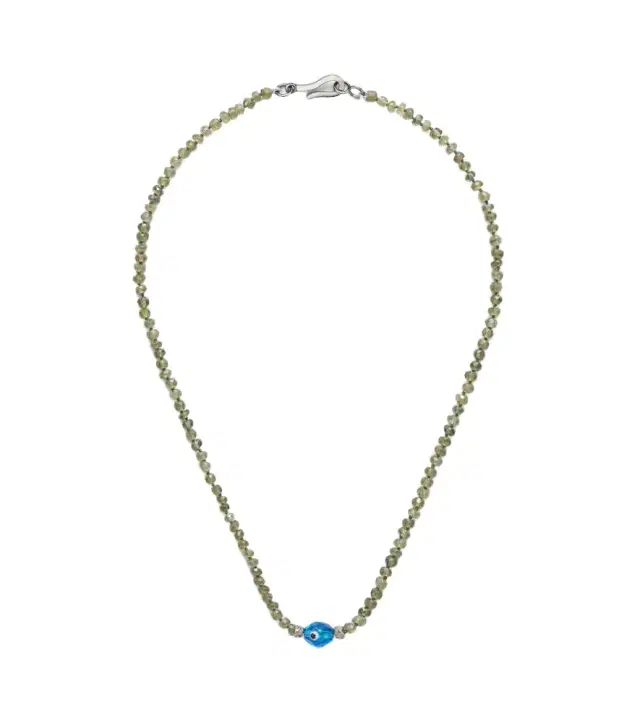 Ileana Makri 9kt white gold and sterling silver beaded necklace with garnets and diamonds