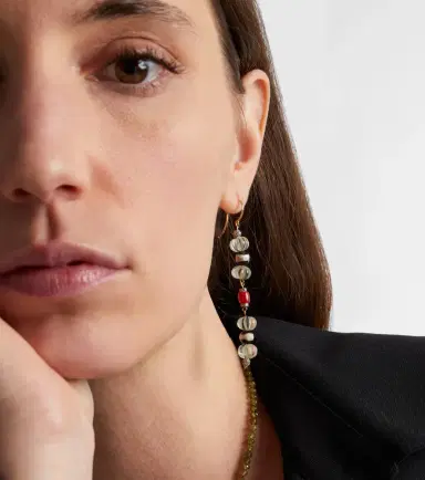 Ileana Makri 9kt gold and sterling silver earrings with gemstones | Thumbnail 3 Ileana Makri 9kt gold and sterling silver earrings with gemstones | Thumbnail 3