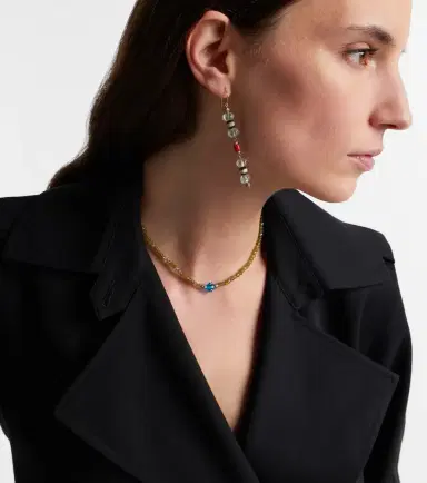 Ileana Makri 9kt gold and sterling silver earrings with gemstones | Thumbnail 4 Ileana Makri 9kt gold and sterling silver earrings with gemstones | Thumbnail 4