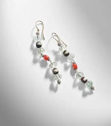 Ileana Makri 9kt gold and sterling silver earrings with gemstones | Thumbnail 5 Ileana Makri 9kt gold and sterling silver earrings with gemstones | Thumbnail 5