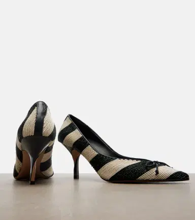Jacquemus Tourni striped raffia-effect pumps | Thumbnail 4