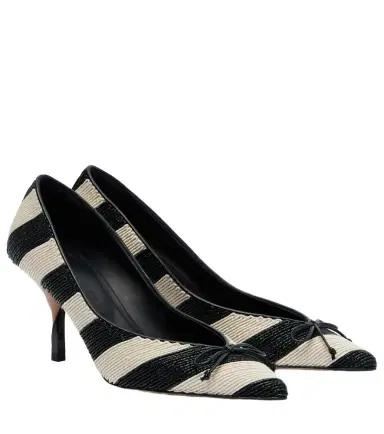 Jacquemus Tourni striped raffia-effect pumps | Thumbnail 1