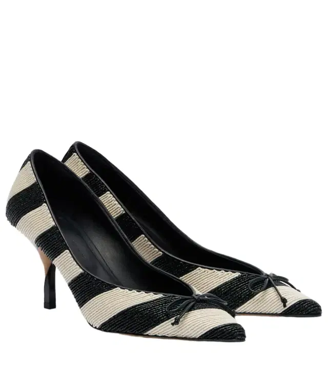 Jacquemus Tourni striped raffia-effect pumps