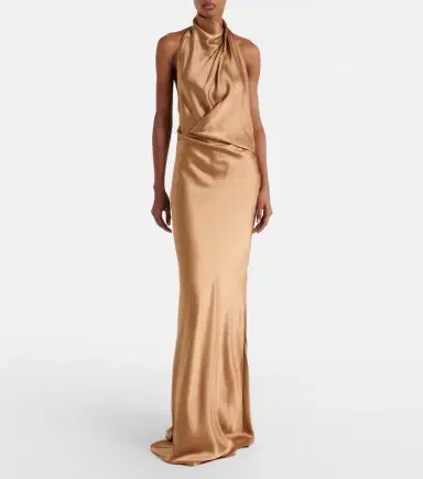 The Sei Halterneck silk satin gown | Thumbnail 3