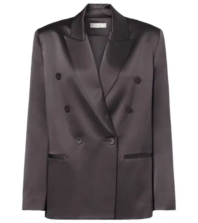Double-breasted silk satin blazer