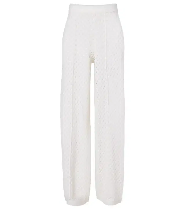 Open-knit wool and cashmere wide-leg pants