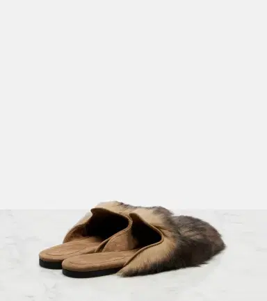 Dolce & Gabbana Logo suede-trimmed shearling mules | Thumbnail 2