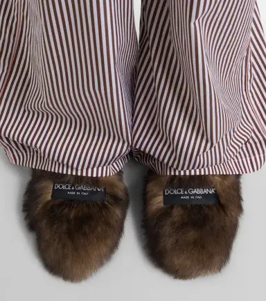 Dolce & Gabbana Logo suede-trimmed shearling mules | Thumbnail 7