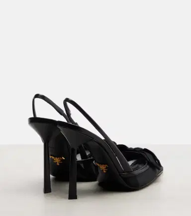 Prada 100 leather-trimmed mesh slingback pumps | Thumbnail 4 Prada 100 leather-trimmed mesh slingback pumps | Thumbnail 4