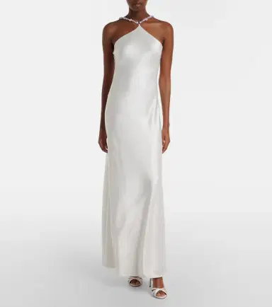 Staud Cadence beaded satin gown | Thumbnail 3