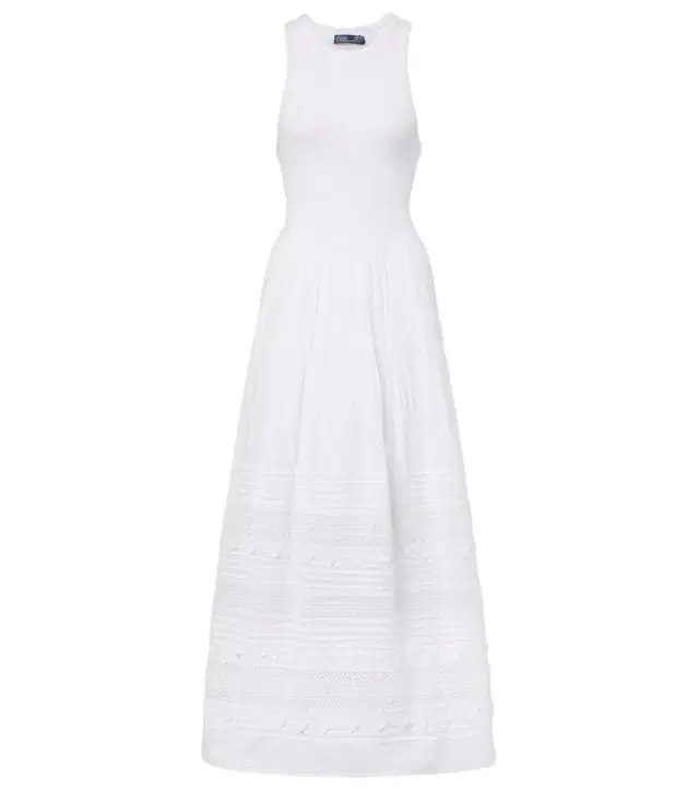 Polo Ralph Lauren Lace-trimmed cotton-blend maxi dress