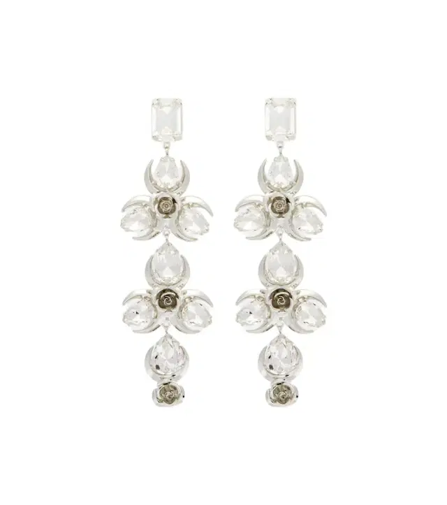 Magda Butrym Crystal-embellished floral drop earrings