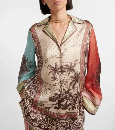 ALÉMAIS Alémais Alberta printed silk satin shirt | Thumbnail 3