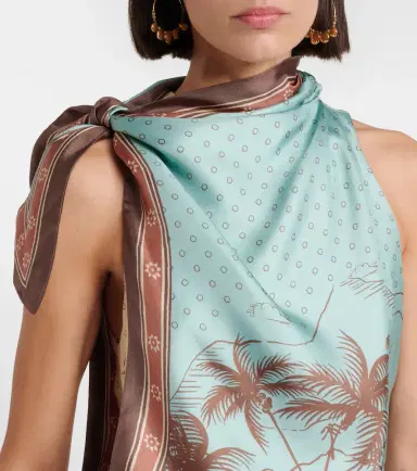 ALÉMAIS Alémais Alberta scarf-detail silk twill midi dress | Thumbnail 3