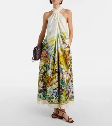 ALÉMAIS Alémais Jungle Boogie halterneck silk maxi dress | Thumbnail 5