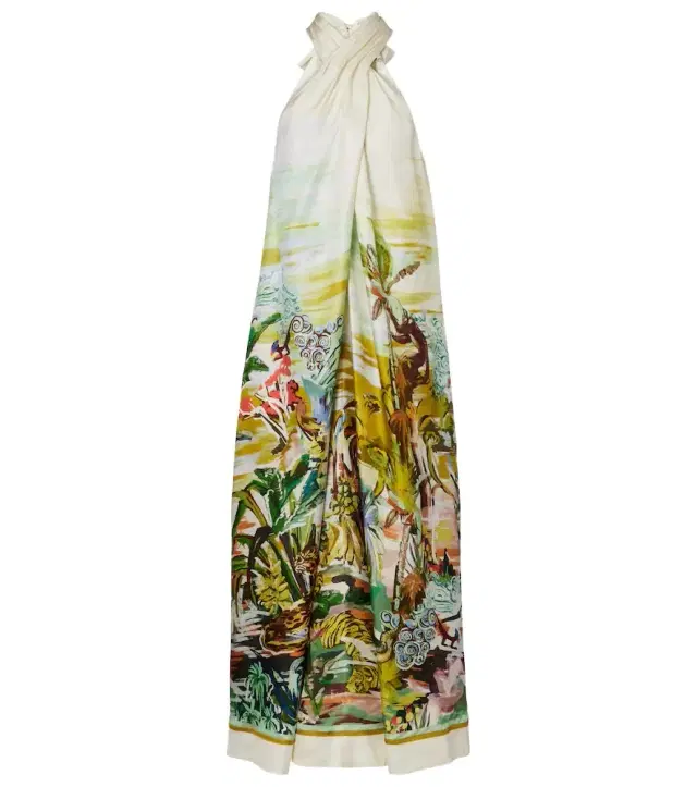 Alémais Jungle Boogie halterneck silk maxi dress