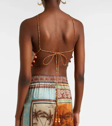 ALÉMAIS Alémais Marva beaded crochet open-back cotton top | Thumbnail 2