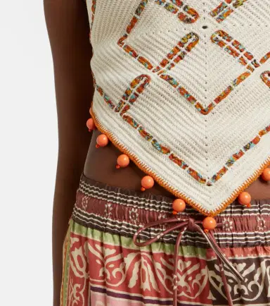 ALÉMAIS Alémais Marva beaded crochet open-back cotton top | Thumbnail 3