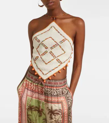 ALÉMAIS Alémais Marva beaded crochet open-back cotton top | Thumbnail 5