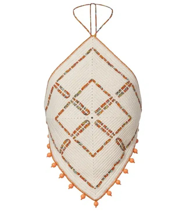 Alémais Marva beaded crochet open-back cotton top