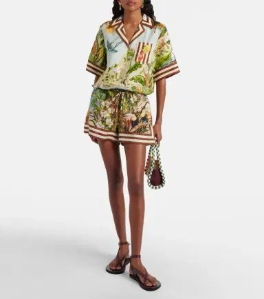 ALÉMAIS Alémais Toucan Tango printed linen shorts | Thumbnail 3