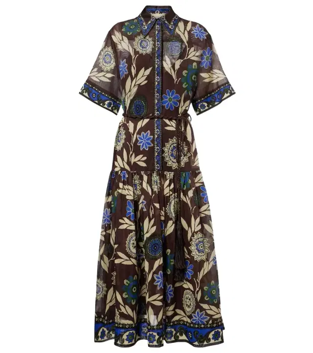 Alémais Jasper printed cotton and silk shirt dress