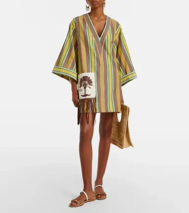 ALÉMAIS Alémais Clover embroidered striped cotton minidress | Thumbnail 2