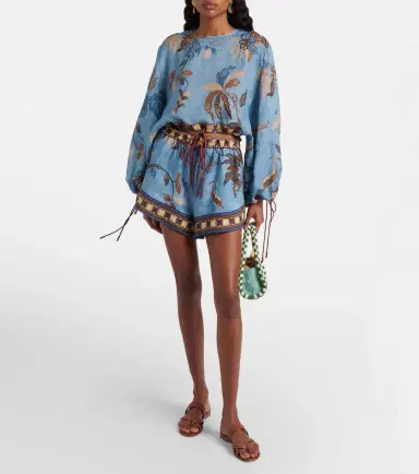 ALÉMAIS Alémais Georgie printed linen shorts | Thumbnail 2