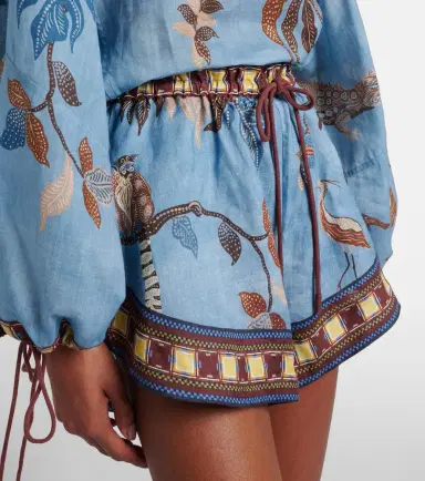 ALÉMAIS Alémais Georgie printed linen shorts | Thumbnail 5