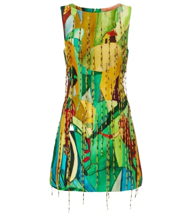 Alémais Mokshini beaded linen-blend minidress