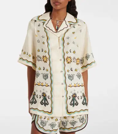 ALÉMAIS Alémais Antoinette printed linen shirt | Thumbnail 2