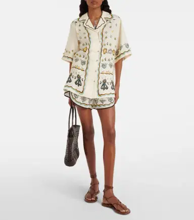 ALÉMAIS Alémais Antoinette printed linen shirt | Thumbnail 6