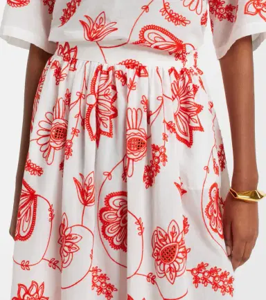 Eres Calie embroidered cotton-blend midi skirt | Thumbnail 3