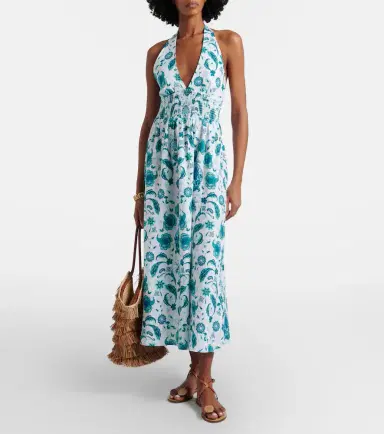 Heidi Klein Kos paisley shirred linen maxi dress | Thumbnail 2