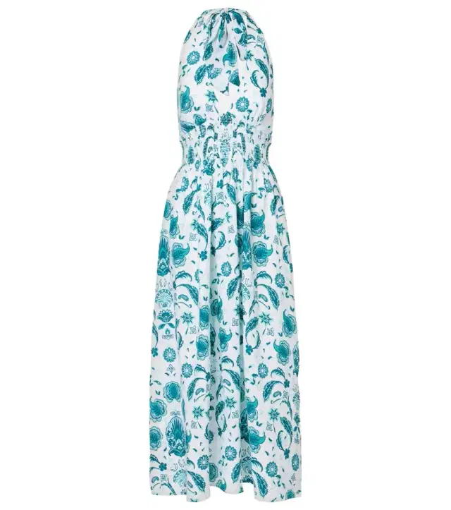 Heidi Klein Kos paisley shirred linen maxi dress