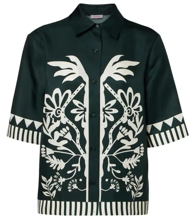 Eres Émeraude printed silk twill shirt