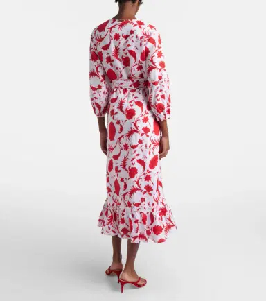 Heidi Klein Evia floral ruffled linen wrap dress | Thumbnail 2