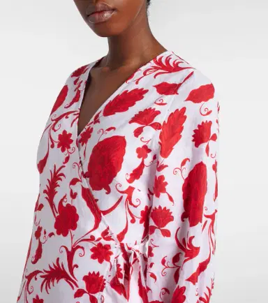 Heidi Klein Evia floral ruffled linen wrap dress | Thumbnail 4