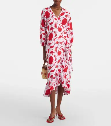 Heidi Klein Evia floral ruffled linen wrap dress | Thumbnail 7