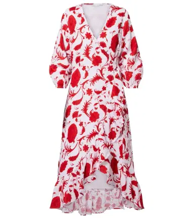 Heidi Klein Evia floral ruffled linen wrap dress | Thumbnail 1