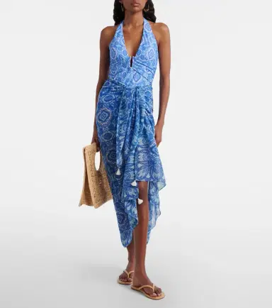 Heidi Klein Mykonos printed cotton and silk beach cover-up | Thumbnail 4