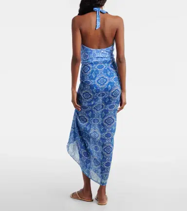 Heidi Klein Mykonos printed cotton and silk beach cover-up | Thumbnail 5