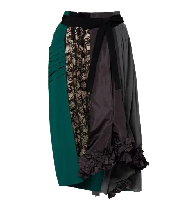 Paneled belted midi skirt