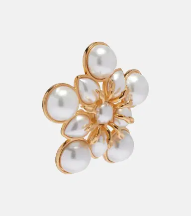 Oscar de la Renta Large faux pearl clip-on earrings | Thumbnail 2