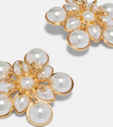 Oscar de la Renta Large faux pearl clip-on earrings | Thumbnail 3