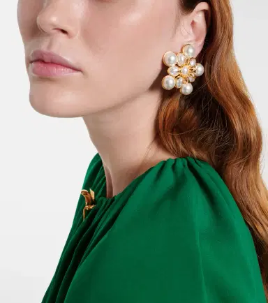 Oscar de la Renta Large faux pearl clip-on earrings | Thumbnail 6