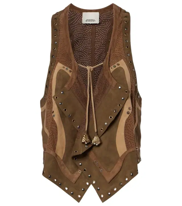 Isabel Marant Kelby studded patchwork suede vest