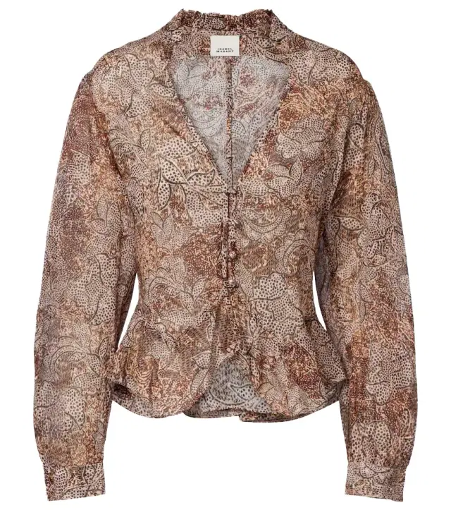Celeny printed cotton voile blouse